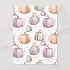 Postal patrón de caída de calabaza de acuarela