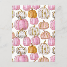 Postal patrón de caída de calabaza de acuarela