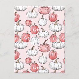 Postal patrón de caída de calabaza de acuarela