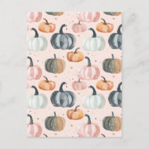 patrón de caída de calabaza de acuarela