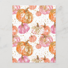 Postal patrón de caída de calabaza de acuarela