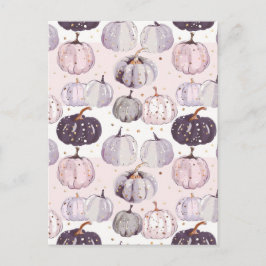 Postal patrón de caída de calabaza de acuarela