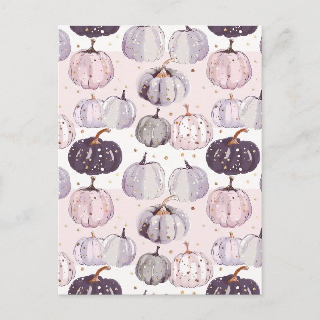 Postal patrón de caída de calabaza de acuarela (Anverso)