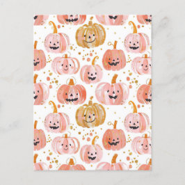 Postal patrón de caída de calabaza de acuarela