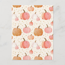 Postal patrón de calabaza de otoño en acuarela