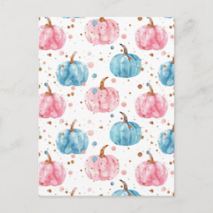 Postal patrón de calabaza de otoño en acuarela