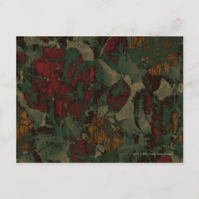 Postal Patrón de camuflaje de flores coloridas (Anverso)
