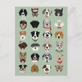 Postal Patrón de cara de perro de los navidades