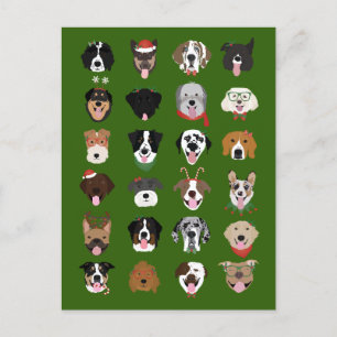 Postal Patrón de cara de perro de los navidades