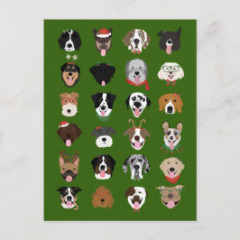 Postal Patrón de cara de perro de los navidades