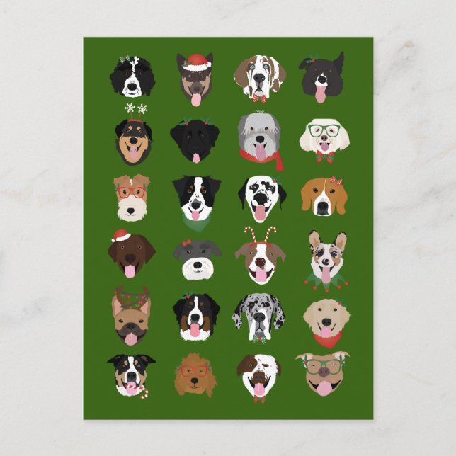 Postal Patrón de cara de perro de los navidades (Anverso)