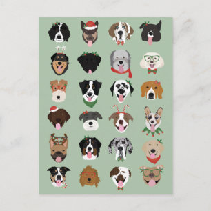 Postal Patrón de cara de perro de Navidad