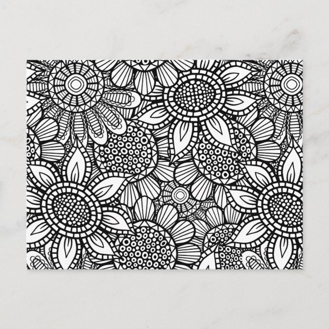 Postal Patrón de cartón floral de arte popular sin inconv (Anverso)