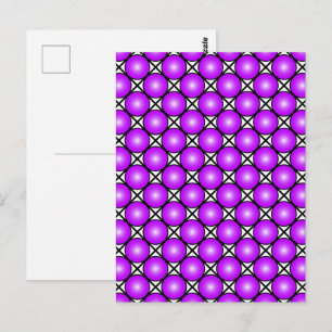 Postal Patrón de celosía blanco negro con puntos rosados 