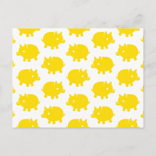 Postal Patrón de cerdo amarillo brillante