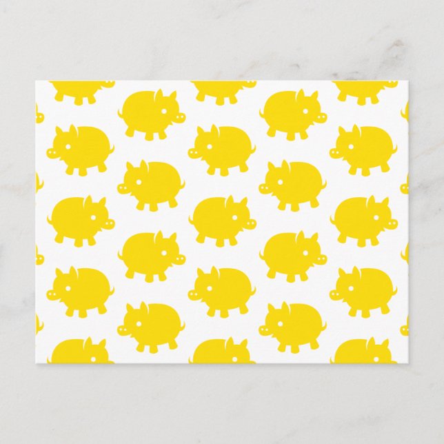 Postal Patrón de cerdo amarillo brillante (Anverso)