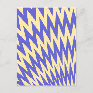 Postal Patrón de cheurón de zigzag azul y crema