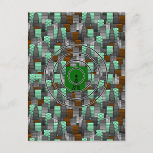 Postal Patrón de ciudad con torre de radio