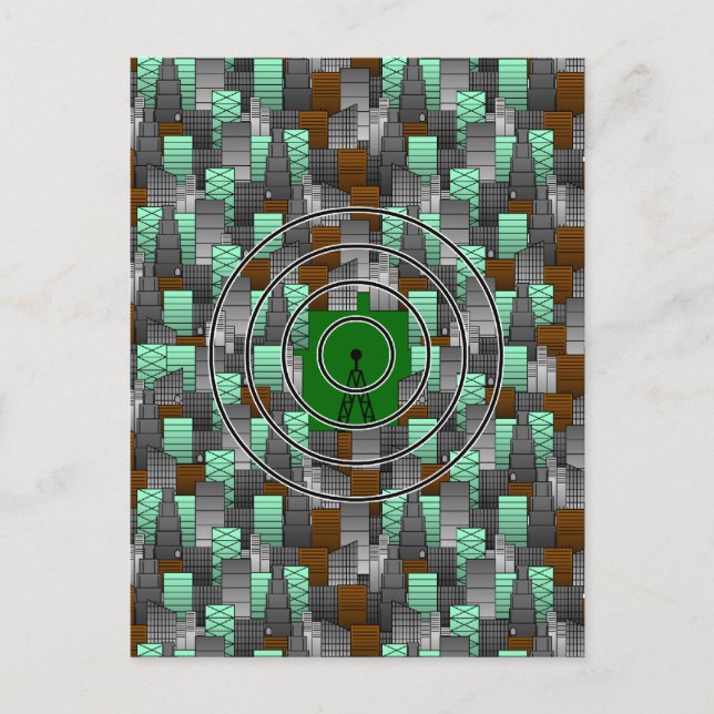 Postal Patrón de ciudad con torre de radio (Anverso)