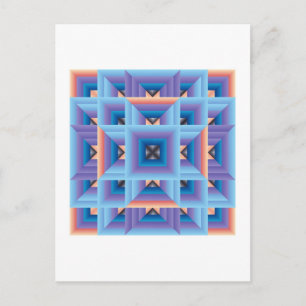 Postal Patrón de colcha 3 en azul y púrpura