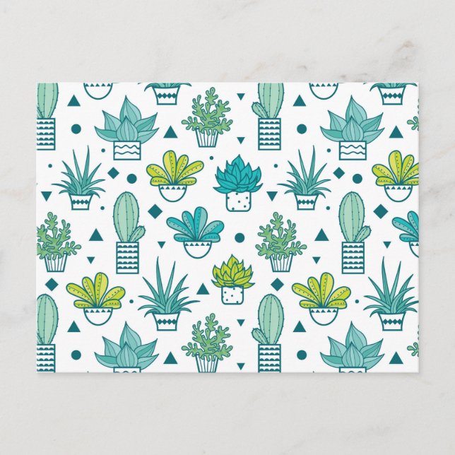Postal Patrón de color de agua verde y azul (Anverso)