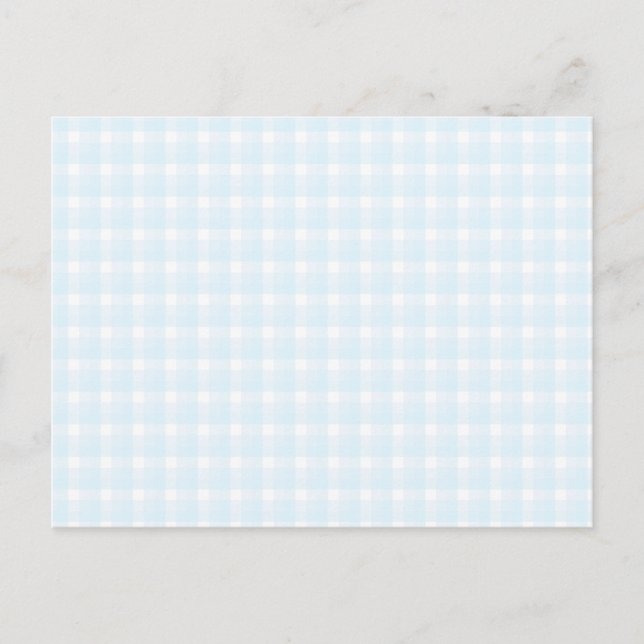 Postal Patrón de comprobación de Gingham. Azul pálido y b (Anverso)