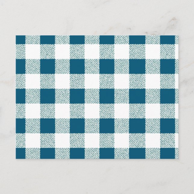 Postal Patrón de comprobación de Gingham verde azul (Anverso)