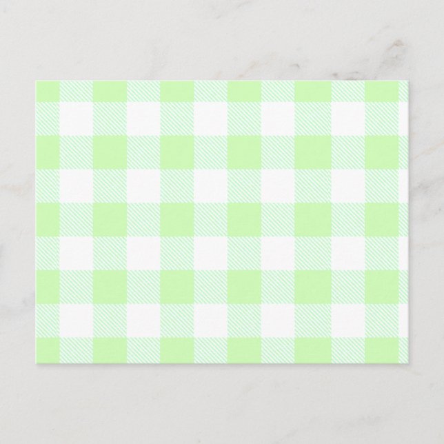 Postal Patrón de comprobación de Gingham verde claro (Anverso)