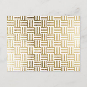 Postal Patrón de comprobación rayado de hojas de oro fals