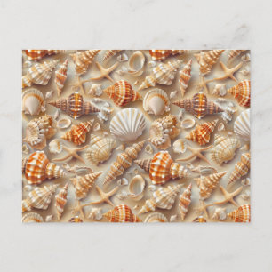 Postal Patrón de conchas marinas de elegancia costera