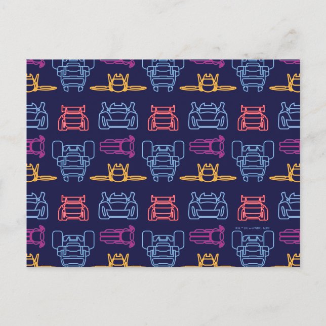 Postal Patrón de contorno neón de Batwheels™ (Anverso)