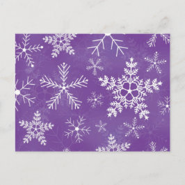 Postal Patrón de copo de nieve morado y blanco