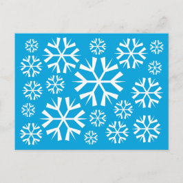 Postal Patrón de copos de nieve blancos en fondo azul