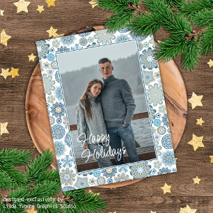 Postal Patrón de copos de nieve de mandala floral Chic fe