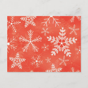 Postal Patrón de copos de nieve rojos y blancos