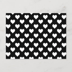 Postal Patrón de corazón en blanco y negro