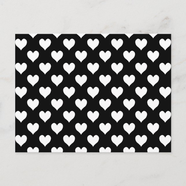 Postal Patrón de corazón en blanco y negro (Anverso)