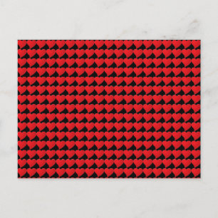 Postal Patrón de corazón rojo negro minimalista moderno