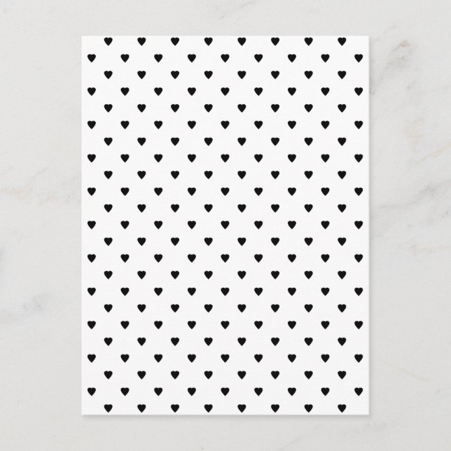 Postal Patrón de corazones blancos y negros. (Anverso)