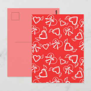 Postal Patrón de corazones de ángel de San Valentín