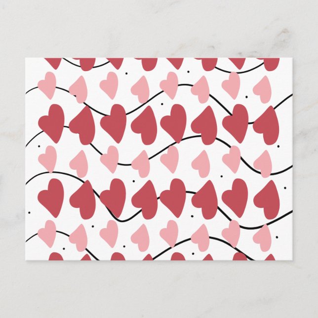 Postal Patrón de corazones de San Valentín con garabatos  (Anverso)