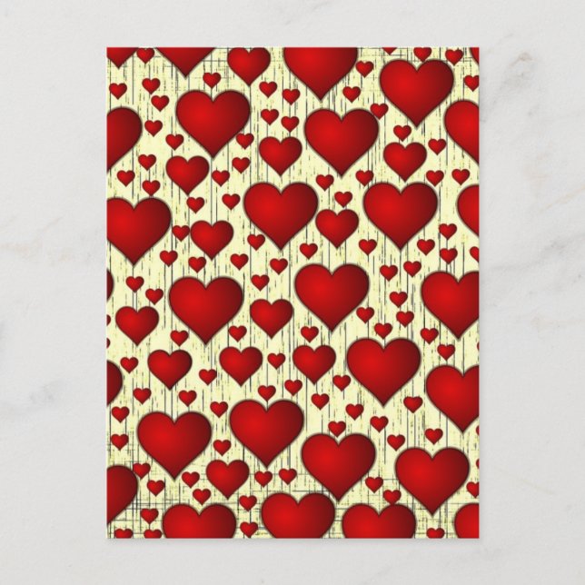 Postal Patrón de corazones rojos (Anverso)