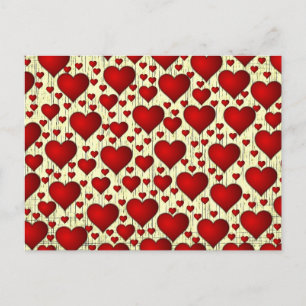 Postal Patrón de corazones rojos