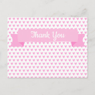 Postal Patrón de Corazones Rosados Lindos   Agradecimient