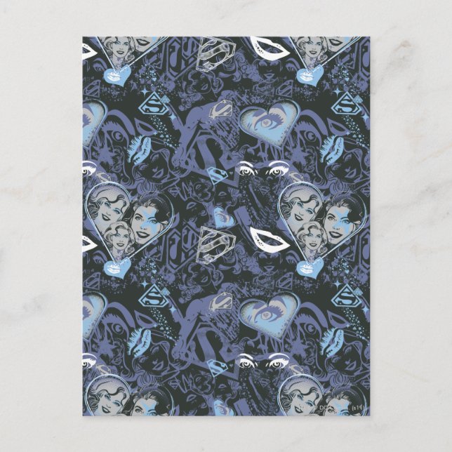 Postal Patrón de Corazones y Lips Supergirl (Anverso)