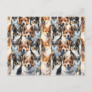 Postal Patrón de Corgi Dog de color de agua suave