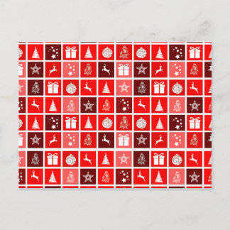 Postal Patrón de cuadrícula navideña roja moderna minimal