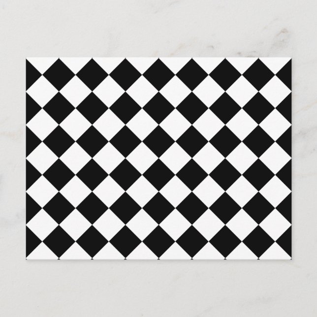 Postal Patrón de cuadros en blanco y negro (Anverso)