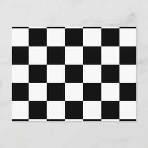 Postal Patrón de cuadros negros y blancos