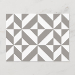 Postal Patrón de cubo de deco geométrico gris plateado